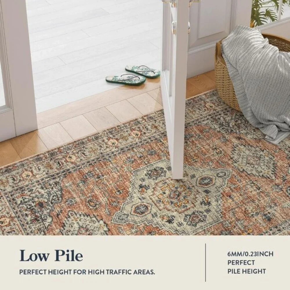 New Oriental Non-Slip Washable 2x8 Runner Rug, Soft Vintage Carpet for Hallway